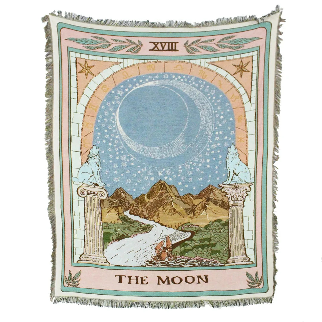 Moon Tarot Woven Throw Blanket